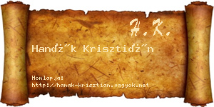 Hanák Krisztián névjegykártya